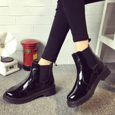 Patent Leather Ankle Chelsea Boots