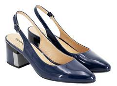 Klassische Sandalen aus Lackleder mit buntem Absatz