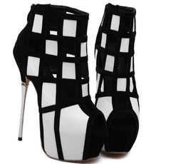 Black High Heels Platform Ankle Boots