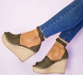 High Platform Cloth Linen Sandals