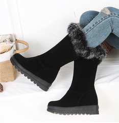 Stiefeletten mit Pelz und runder Spitze