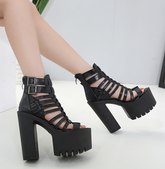 Soft Leather Sandals With Square Heels