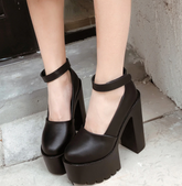 Soft Leather Pumps With Square Heels