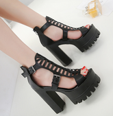 Soft Leather Sandals With Square Heels
