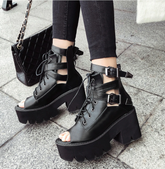 Leather Ankle Boots With Square Heels