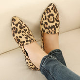 Casual Flat Loafers With Leopard Pattern