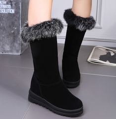 Stiefeletten mit Pelz und runder Spitze