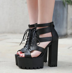 Sandalias de tacón alto de piel suave