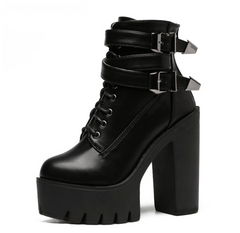 Botines de tacón alto con cordones