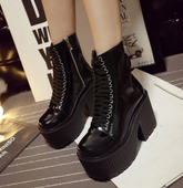 Thick Heels Lace-Up Ankle Boots