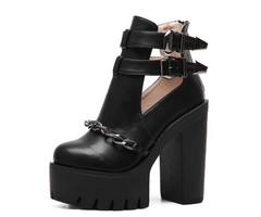 Botines de tacón alto con punta redonda