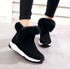 Botas de nieve cálidas con plataforma de patchwork decoradas con piel sintética