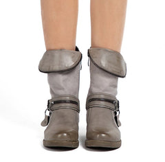 Botas vaqueras de piel sintética con forro de terciopelo