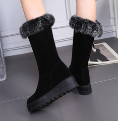 Stiefeletten mit Pelz und runder Spitze