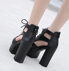 Sandalias de tacón alto con cordones