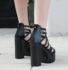 Sandalias de tacón alto de piel suave