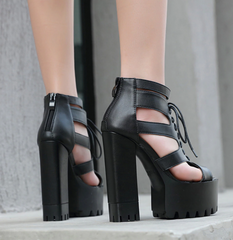 Sandalias de tacón alto de piel suave