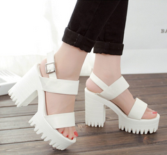 Damen Sandalen mit offener Spitze und einfarbiger Sohle