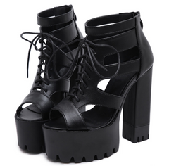 Sandalias de tacón alto de piel suave