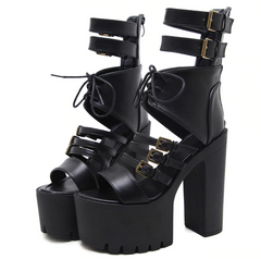 Sandalias de tacón alto de piel suave