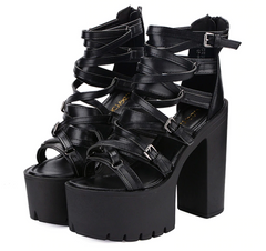 Sandalias de tacón alto de piel suave