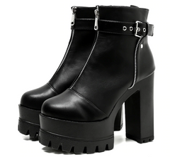 Botines de tacón alto con punta redonda