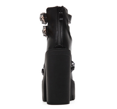 Botines de tacón alto con punta redonda