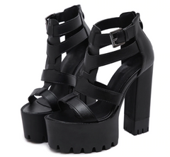 Sandalias de tacón alto de cuero