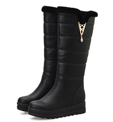 Lässige Lederstiefel mit runder Spitze