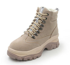 Botas casuales cálidas de gamuza con cordones