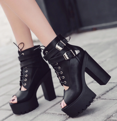 Botines de tacón alto de piel suave