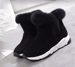 Botas de nieve cálidas con plataforma de patchwork decoradas con piel sintética