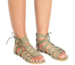 Sandalias de gladiador planas con tiras en el tobillo y cordones