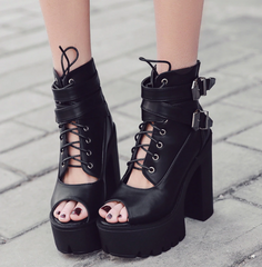 Botines de tacón alto de piel suave