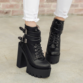 Lace-Up High Heels Ankle Boots