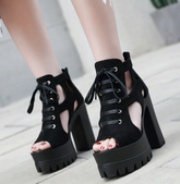 Soft Leather Sandals With Square Heels