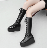 Lace-Up High Boots