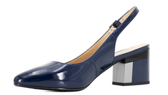 Klassische Sandalen aus Lackleder mit buntem Absatz