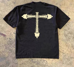 Cotton Oversized Skeleton Print T Shirt