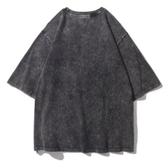 Camiseta desgastada con lavado ácido - Estilo gótico de algodón para hombre