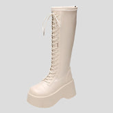 Soft Lace-up Ladies Platform Heel Boots