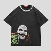 Camiseta negra lavada - Algodón con hombros descubiertos