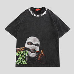 Camiseta negra lavada - Algodón con hombros descubiertos