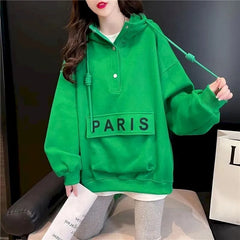 Women Spring-Autumn Thin Paris Hoodie Pullover