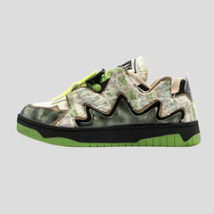 Broken Style Camo Print Green Sneakers
