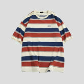 Loose Contrast Color Striped T-shirts Unisex
