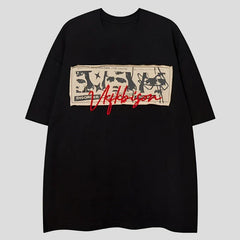 Camisetas oversize Y2K con parches retro de hip hop