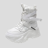 Motorcycle Lace-Up Platform Ankle Boots