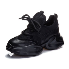 Women's 8cm Leather Air Mesh Platform Sneakers