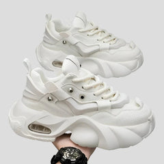 Casual Chunky Sports White Platform Sneakers for Men